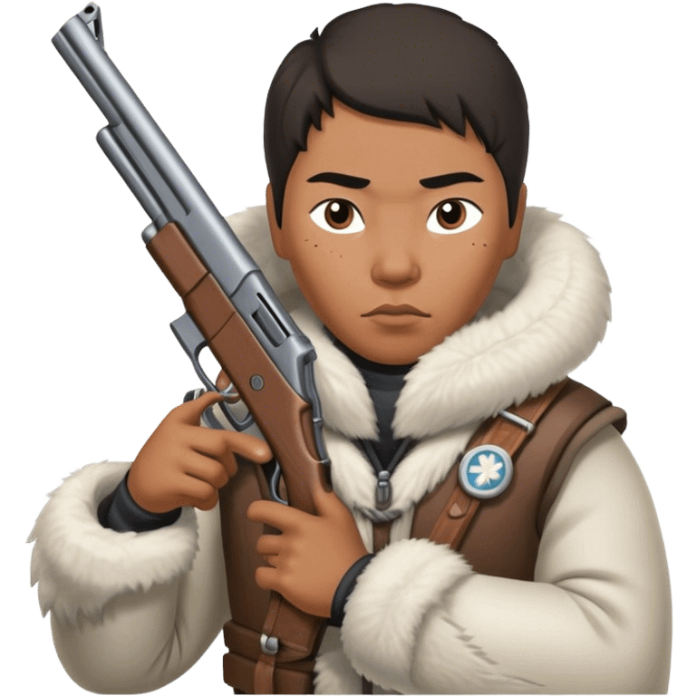 Inuit with a gun emoji