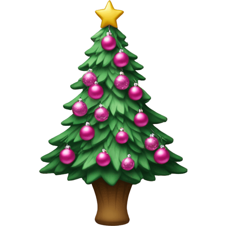 christmas tree with pink ornaments  emoji