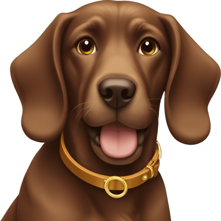 Brown dog collar with golden ring  emoji