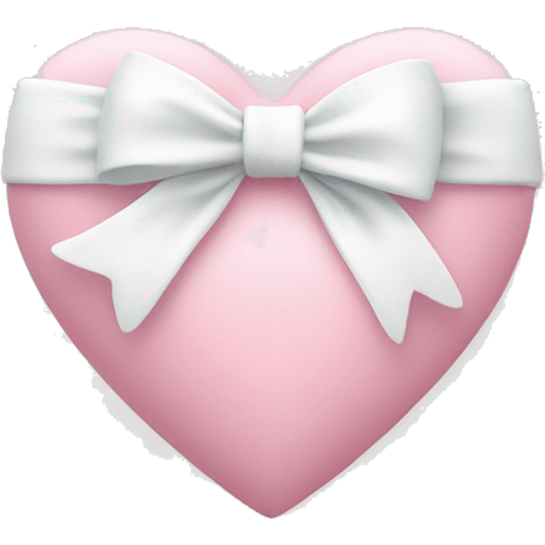 Pastel pink heart with white bow emoji