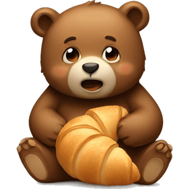 Little bear with a croissant emoji