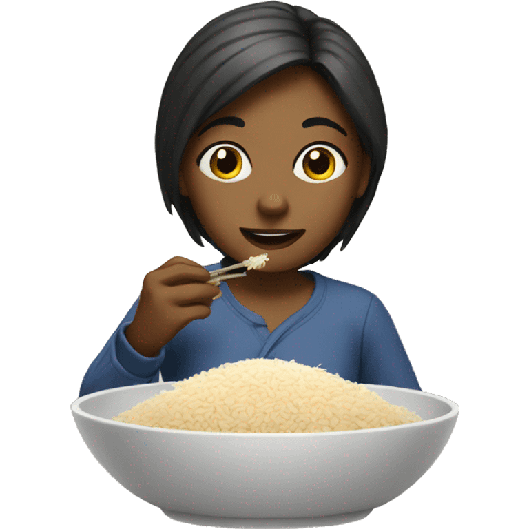 girl eating rice emoji