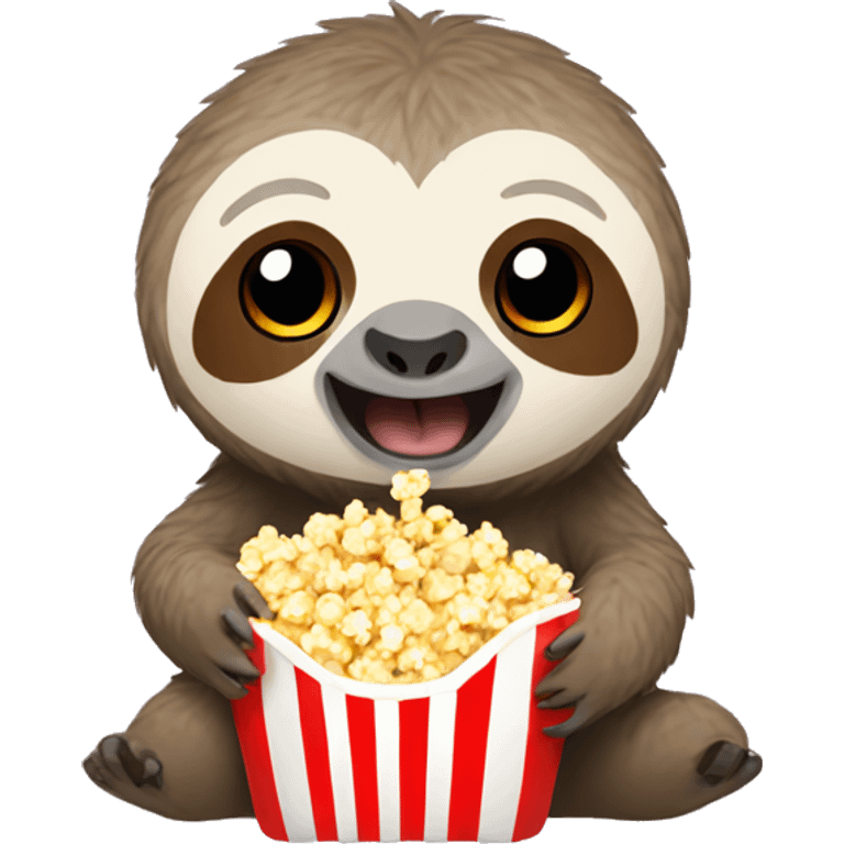 sloth eating popcorn emoji