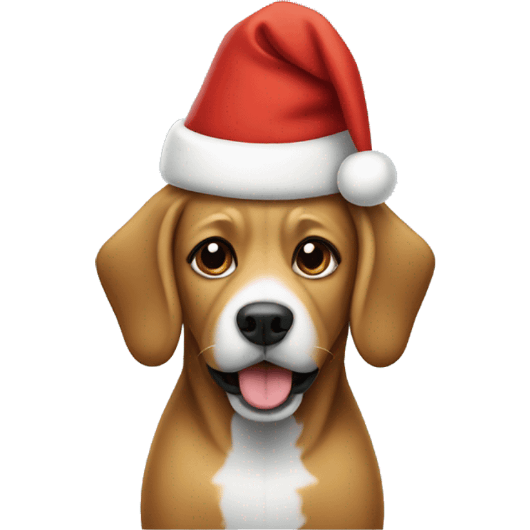 Dog wearing a Santa hat emoji