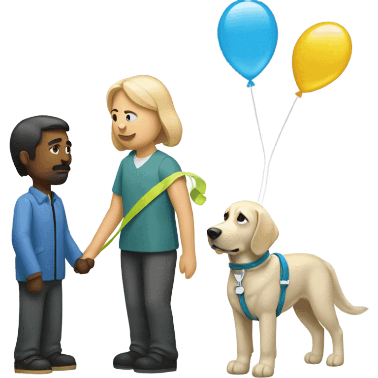 Blind person with guide dog but the guide dog is a balloon animal  emoji