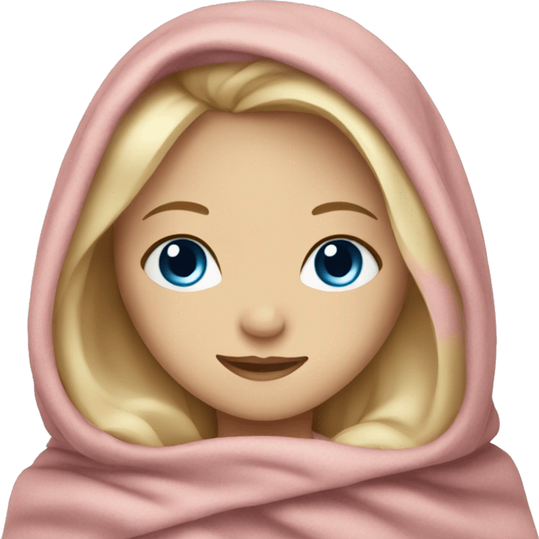 Girl in blanket with blonde hair and blue eyes emoji