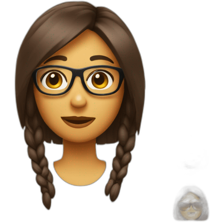 Chica pelo corto liso y marrón con gafas emoji