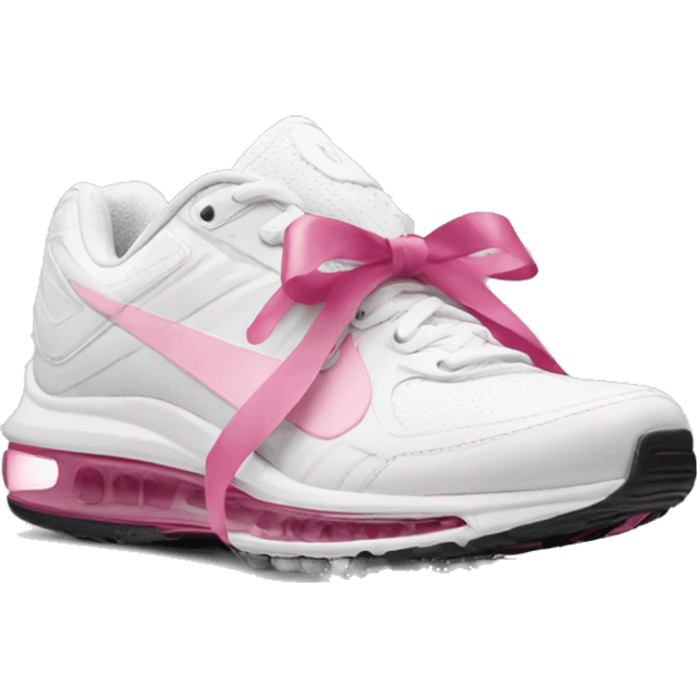 White airmax pros with pink ribbons on each side emoji