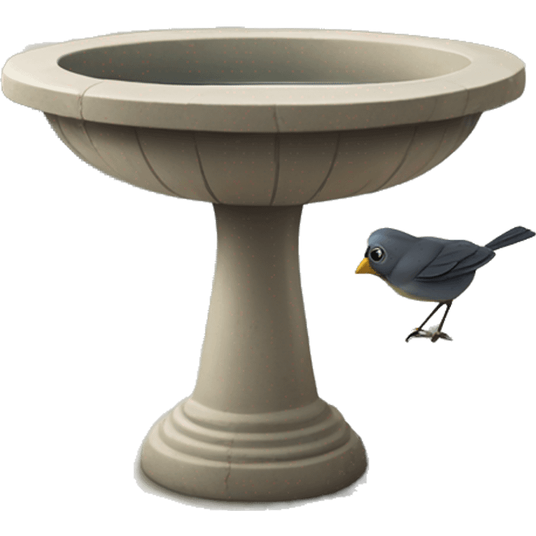 Cottage core bird bath with a small bird in courtyard  emoji