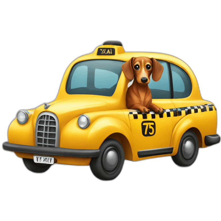 daschund in taxi emoji