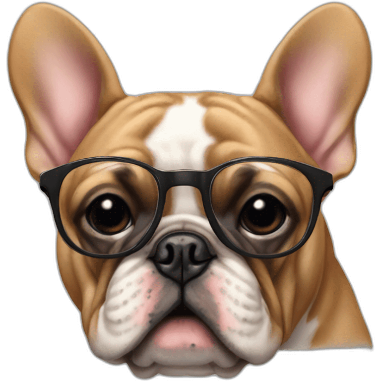 Bouledogue français avec des lunettes emoji