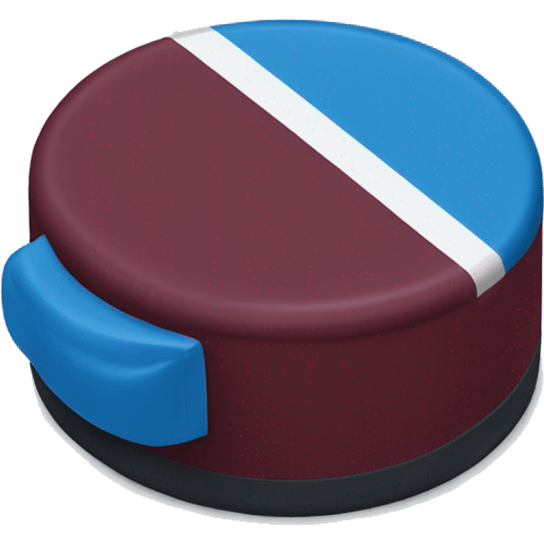 A hockey puck that is blue and burgundy  emoji