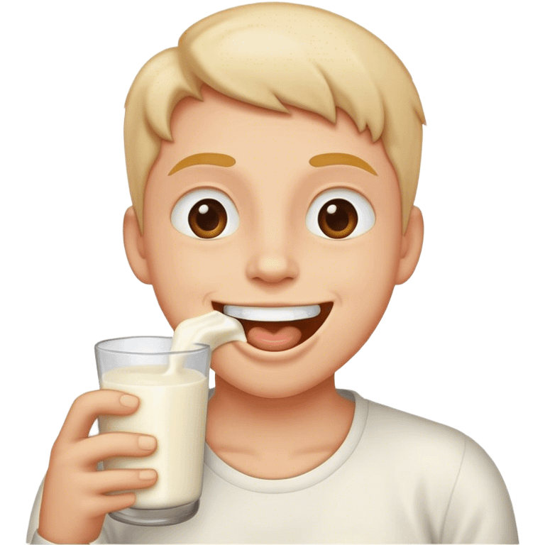 Happy face with milk in mouth  emoji