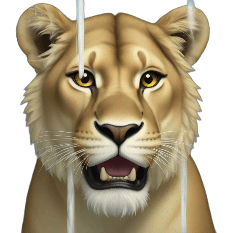 Lioness in shower emoji