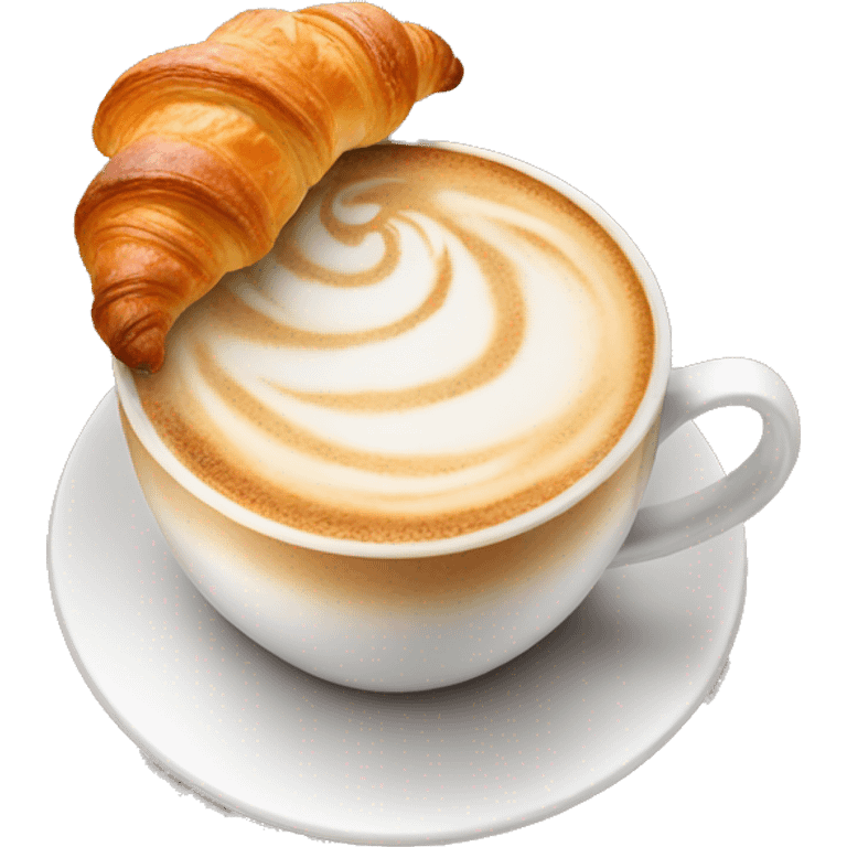 Cup of cappuccino with croissant emoji