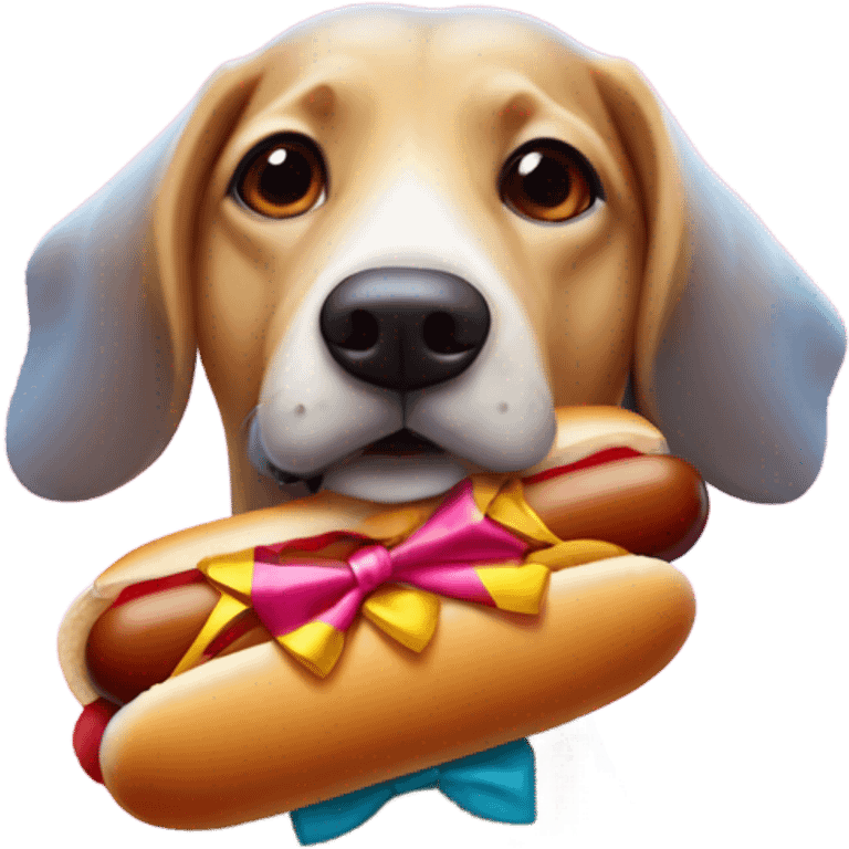 hot dog with a bow around it emoji