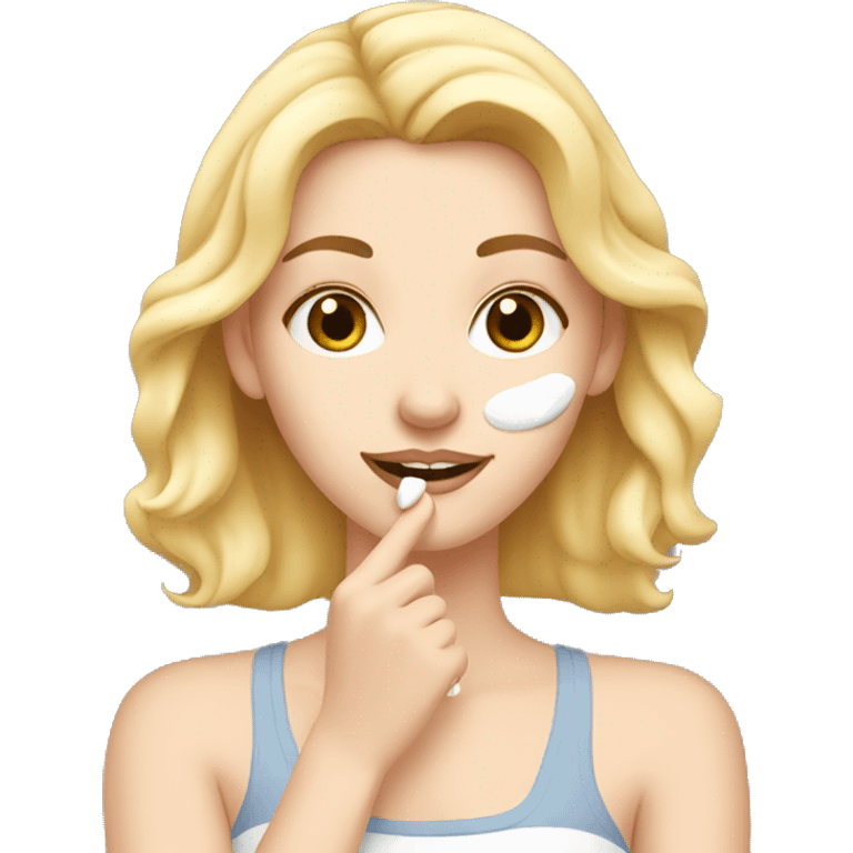 White girl applying face cream  emoji