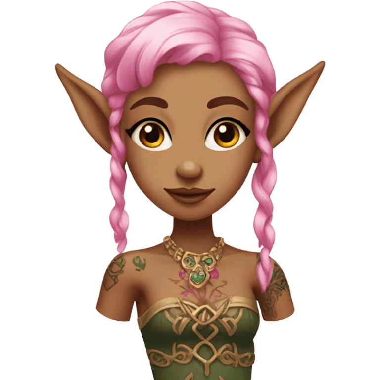 tan elf girl pink hair with tattoos emoji