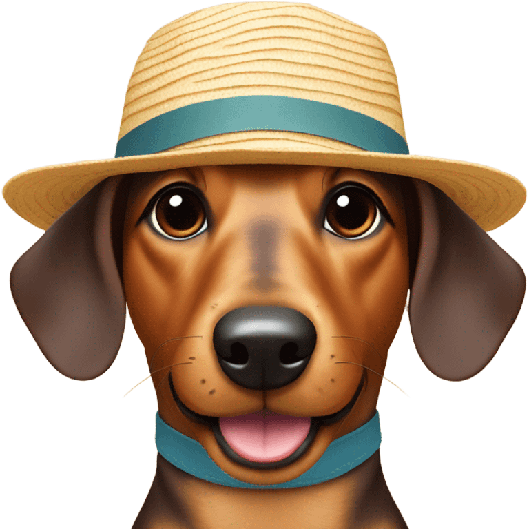 sausage dog with a sun hat  emoji