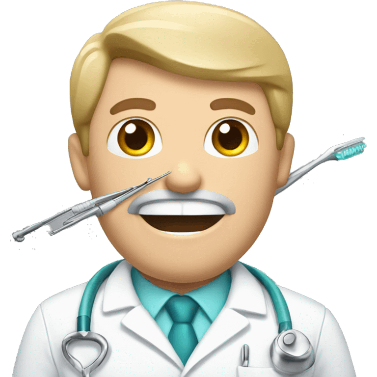 White man Dentist, with dentist instruments in hands emoji