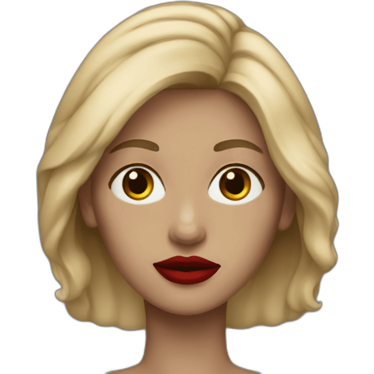 Long dark blond woman red lip emoji