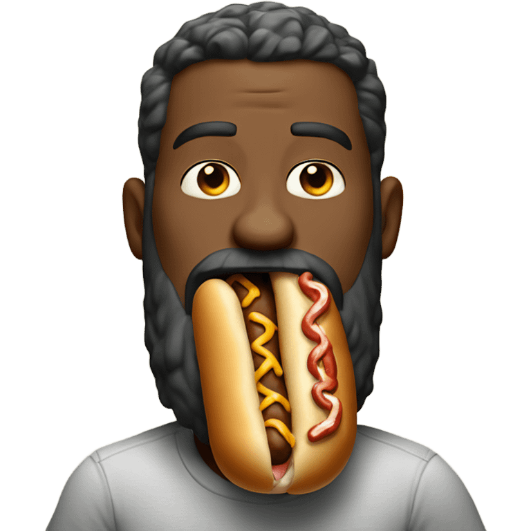 Big bearded guy eating a hotdog emoji