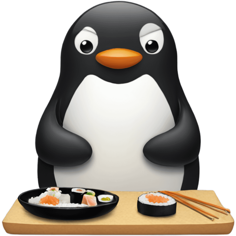 Penguin eating sushi emoji