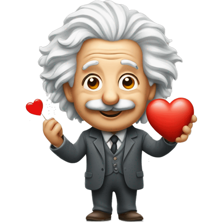 happy albert einstein holding heart in one hand emoji