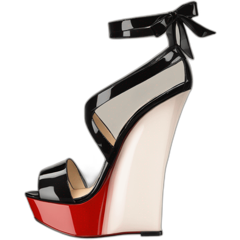 WEDGE heel LOUBOUTIN BLK PATENT Plume Sling emoji