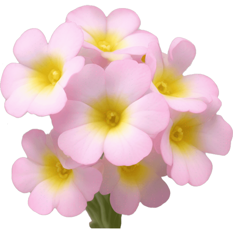 Primrose "A cluster of pastel pink primroses with glowing edges, tiny glittering highlights, and a subtle, soft aura of light." emoji