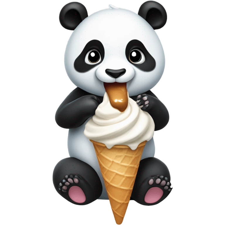 Panda eating ice cream emoji