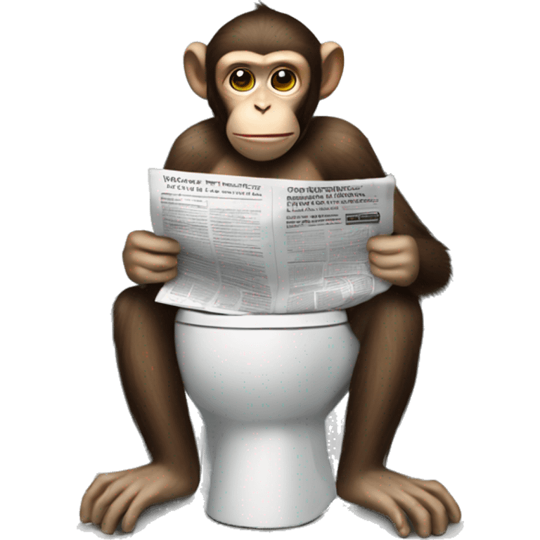 monkey sitting in toilet reading newspaper  emoji