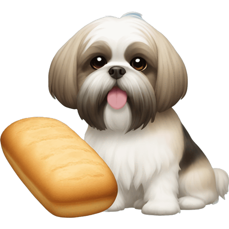 Shih tzu and pan de sal emoji