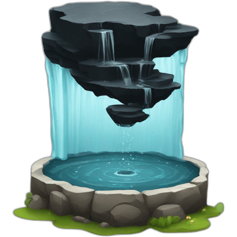 water spring with black stone 2.5D emoji