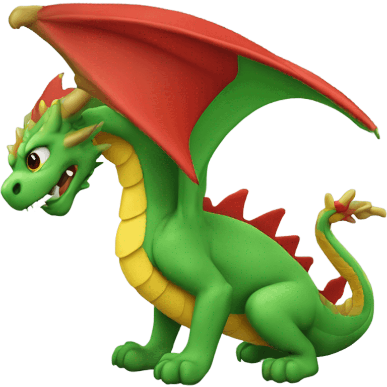  graoully dragon, green body and red back and green / yellow wings emoji