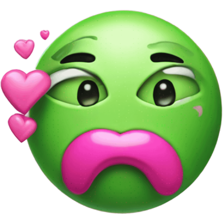 Green heart blowing a kiss emoji