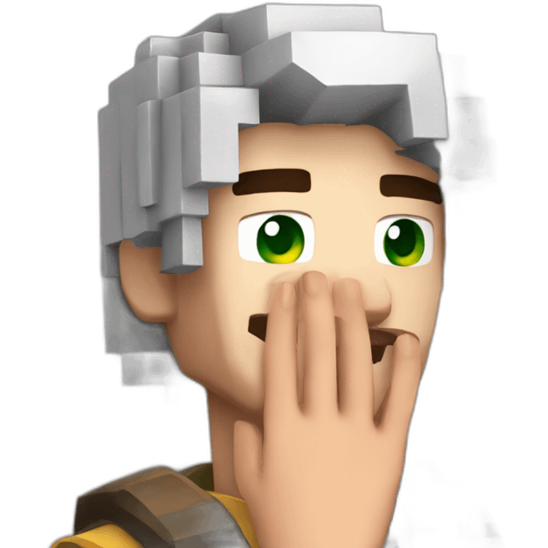 Thoughtful Steve from minecraft put his hand to his face emoji