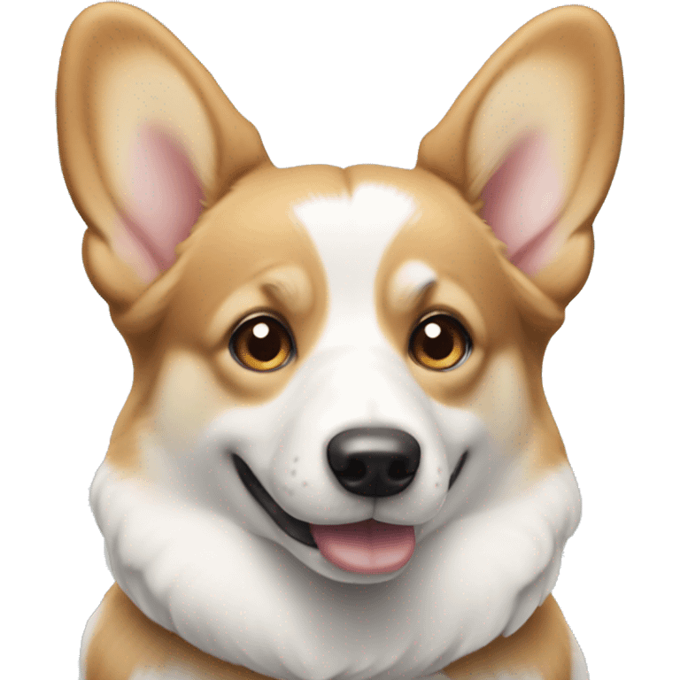 tan and white corgi with icey blue eyes and pointy ears emoji