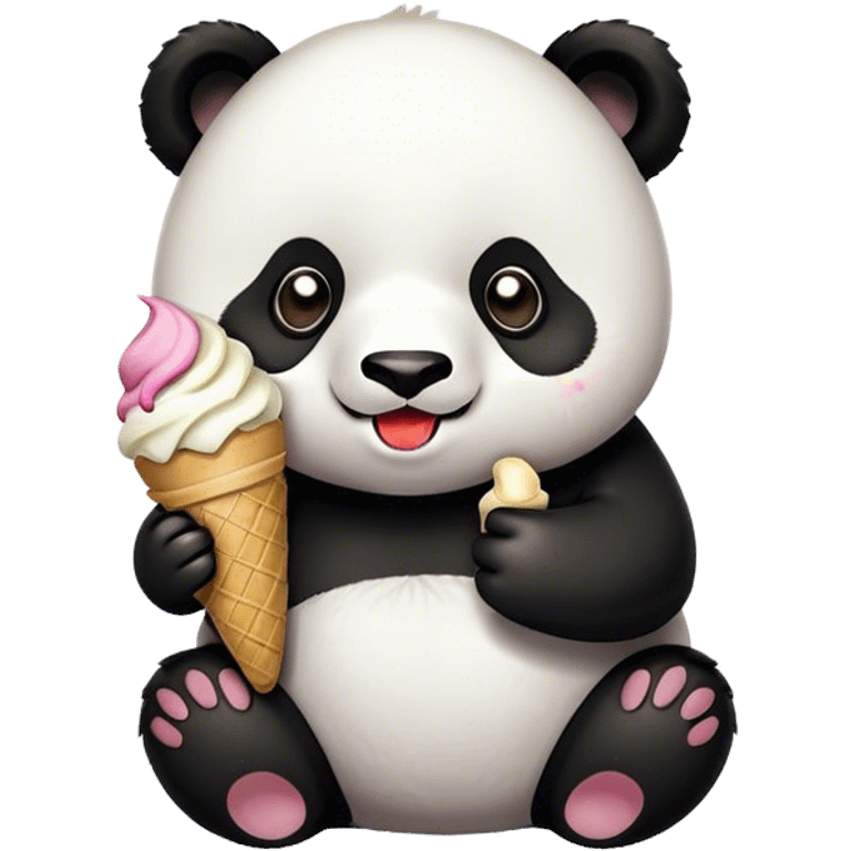 Panda eating ice cream emoji