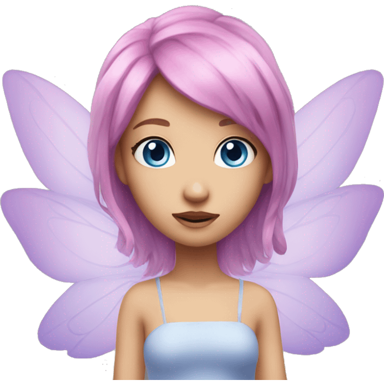 Fairy blue eyes pink hair purple wings  emoji