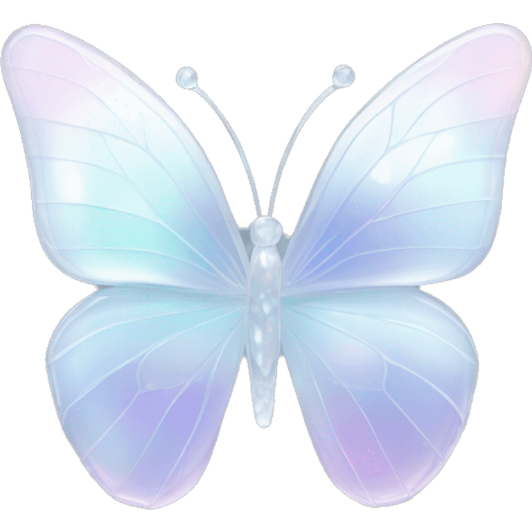 Pastel white iridescent glass crystal butterfly emoji