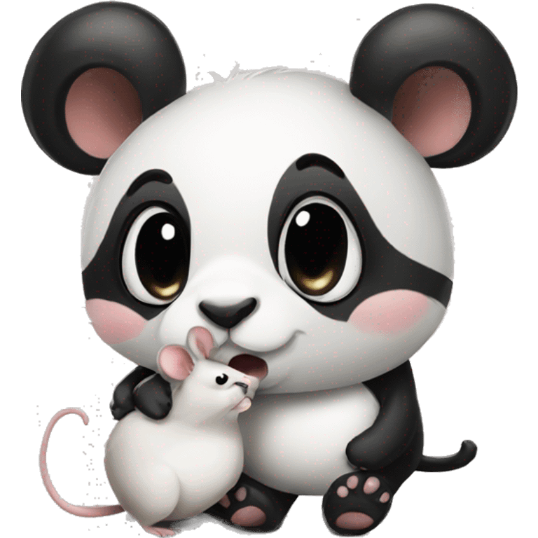 Panda and rat  kissing seen emoji