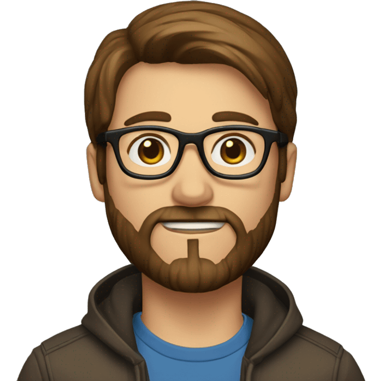 shortstraight brown hair, a beard, glasses ealry thirties man emoji