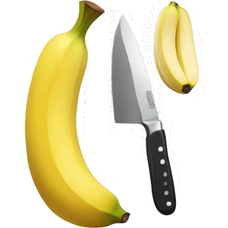 a banana being cut by a knife emoji