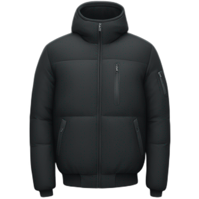 a black down jacket with "corteiz" marked on the left at the pectoral level emoji