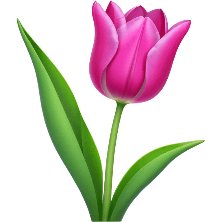 Cinematic Realistic Tulip Emoji, Elegant and simple, with soft, smooth petals in shades of pink and purple, gently curved and reaching upward. The slender green stem contrasts against the delicate bloom, while surrounding greenery adds a peaceful touch. Soft glowing outline, capturing the essence of springtime beauty and grace in a delicate tulip. emoji