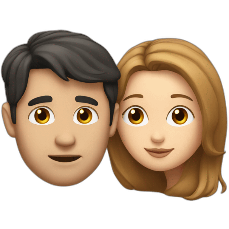 White Man with short dark hair kissing white woman with long brown hair emoji