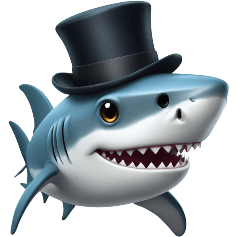 Shark with a top hat emoji