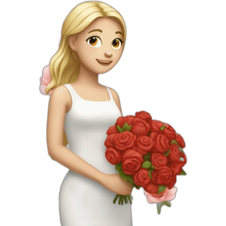 white red girl with a bouquet emoji