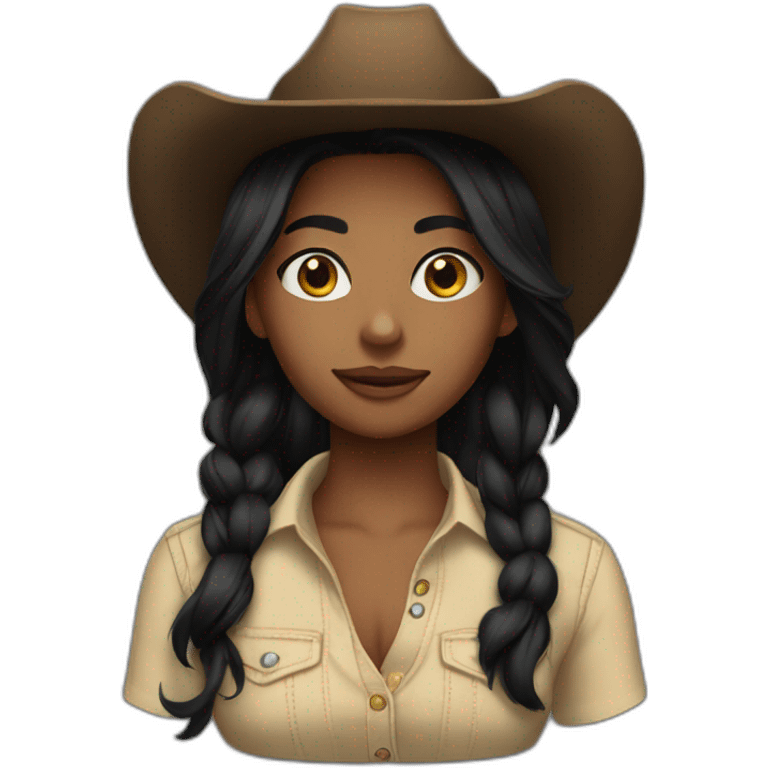 face cowgirl straight black hair emoji